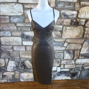 Two piece gun metal gray faux Leather Dress.